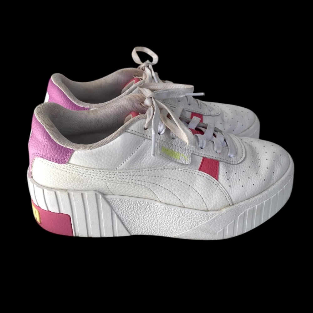 Puma Wedge Sneakers Women’s 9.5 White Pink Platform Athleisure Shoes
